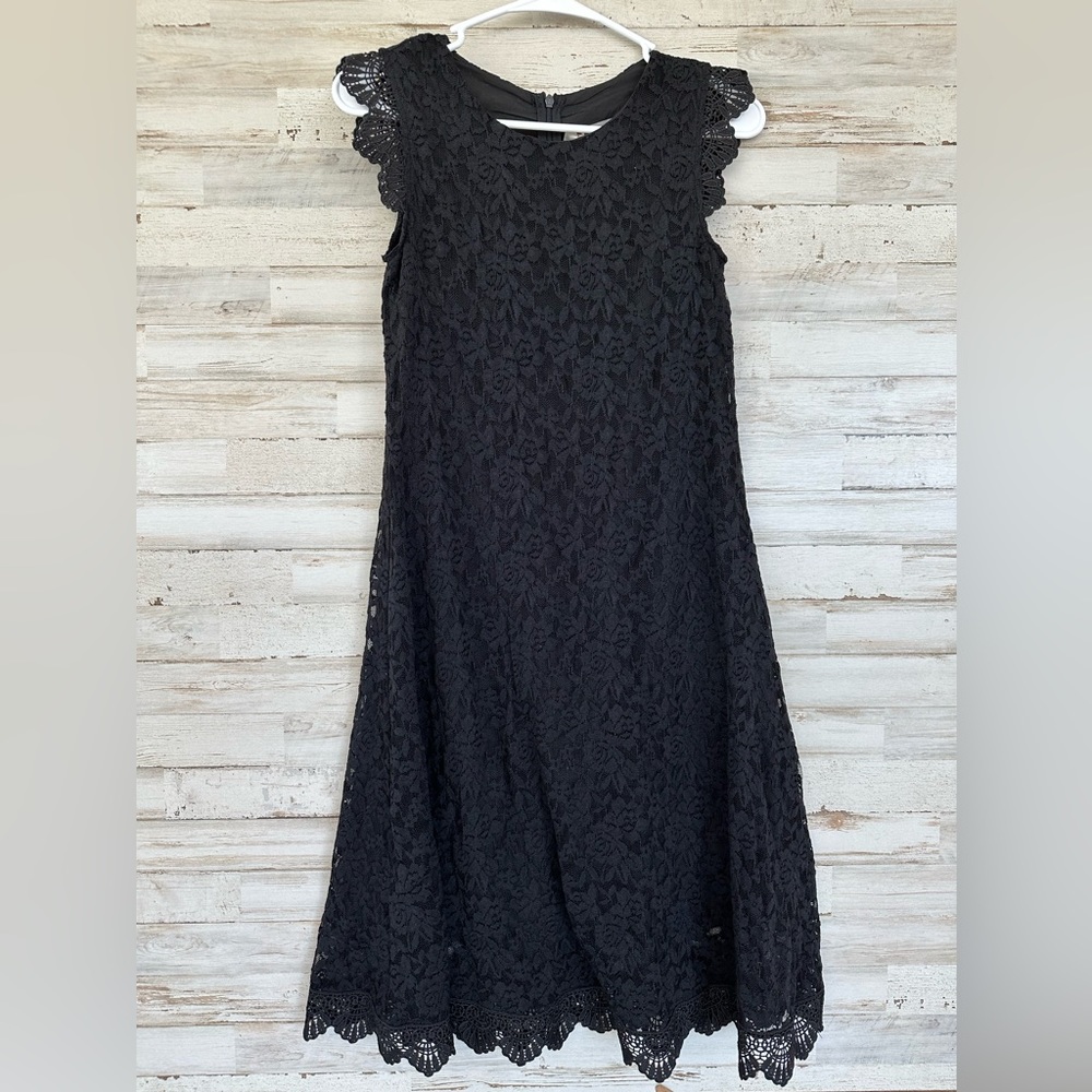 Grace Karin Girls Princess Lace Short Cap Sleeve Black Lace Flower Dress 12-13Y